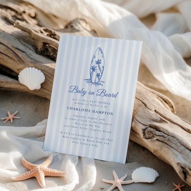 Inbjudan till babyskor för kustnära Baby ombord på (Baby on Board Coastal Invitation)
