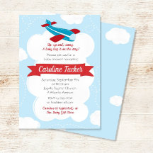 Inbjudan till babyskor för lilla flygplanet