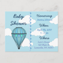 Inbjudan till babyskor för Pojke Luftballong