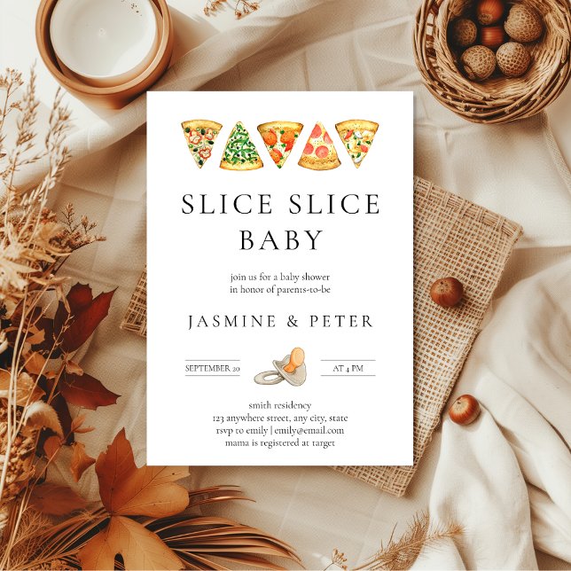 Inbjudan till babyskor för segmentsegment Baby Piz (Slice slice baby Pizza Baby Shower Invitation)