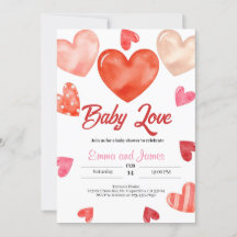 Inbjudan till babyskor för Valentineser i Baby Kär
