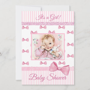 Inbjudan till babyskor för vintage Baby Rosa