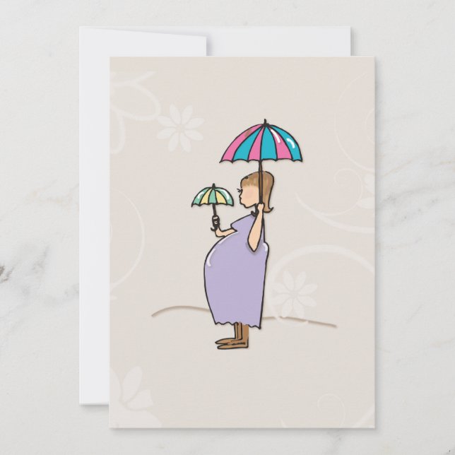 Inbjudan till babyskor Gravid Mamma 2 Umbrellas (Framsida)