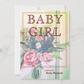 Inbjudan till babyskor med blandat Bouquet-format