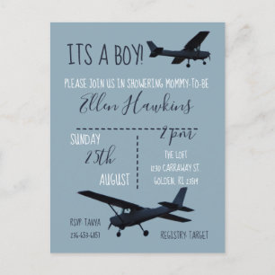 Inbjudan till babyskor på flygplan