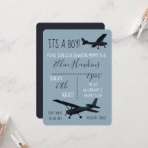 Inbjudan till babyskor på flygplan
