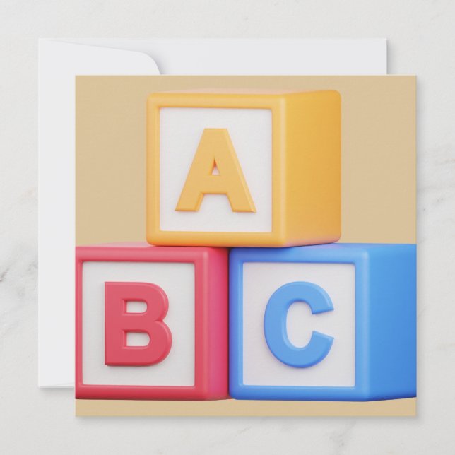 Inbjudan till babyvisningsprogram - Alphabet-block (Framsida)