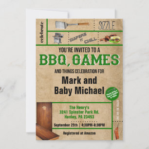 Inbjudan till babyvisningsprogram för BBQ & Games