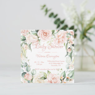 Inbjudan till babyvisningsprogram för elegant Rosa