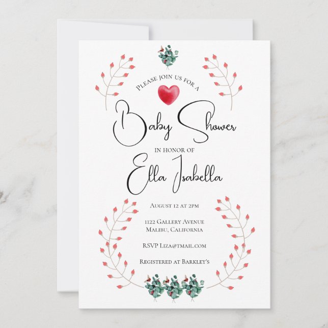 Inbjudan till babyvisningsprogram för elegantens N (Framsida)