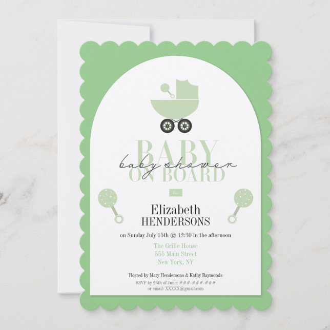 Inbjudan till babyvisningsprogram ombord på vykort (Framsida)