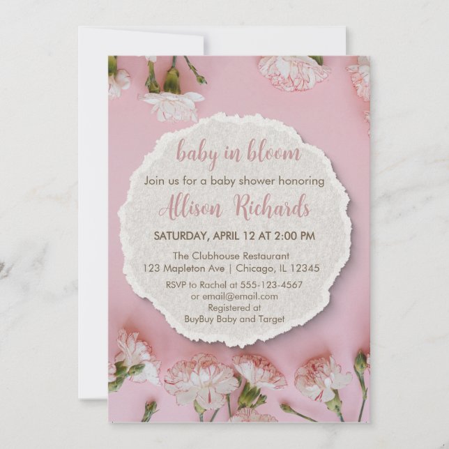 Inbjudan till  babyvy | Elegantens Rosa (Framsida)