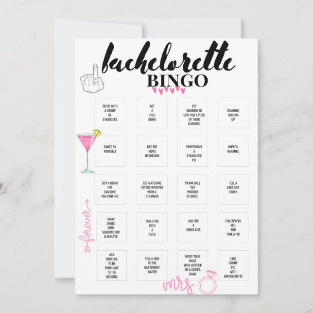 Inbjudan till Bachelorette Bingo Hen Party-matcher (Framsida)