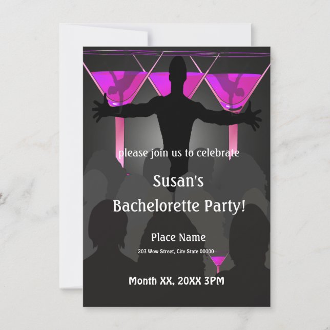 Inbjudan till Bachelorette Dam Nattparti (Framsida)