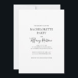 Inbjudan till Bachelorette-Eleganten<br><div class="desc">Denna enkla inbjudan från eleganten till reklampartiet är perfekt för ert moderna minimalistiska svarta och vita bachelorette-parti. Utformningen har minimalt teckensnitt för contemporary tillsammans med formell kalligrafi. Behålla den som den är,  eller välj att anpassa den med egna teckningar eller foton!</div>