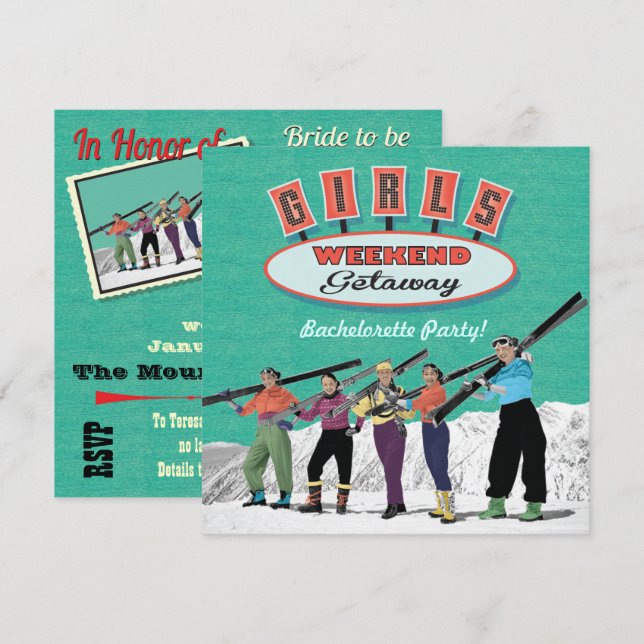 Inbjudan till Bachelorette Helg Getaway-partiet (Fram/baksida)