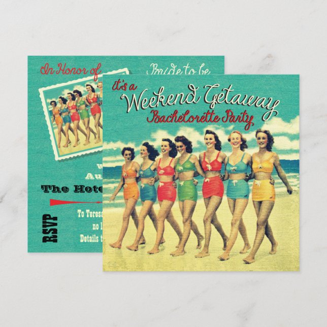 Inbjudan till Bachelorette Helg Getaway-partiet (Fram/baksida)