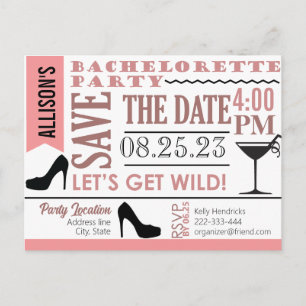 Inbjudan till Bachelorette-partidesign vykort