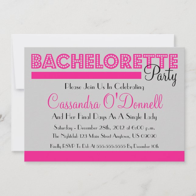 Inbjudan till Bachelorette-partiet (Rosa i Ljus) (Framsida)