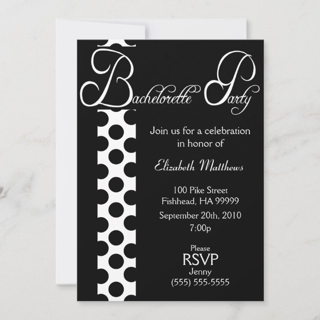 Inbjudan till Bachelorette Party Black and White D (Framsida)