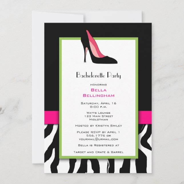 Inbjudan till Bachelorette Party Black Heels (Framsida)