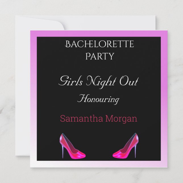 Inbjudan till Bachelorette Party Black Red Shoes (Framsida)