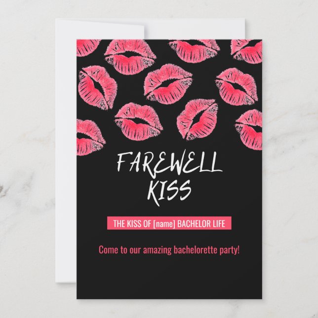 Inbjudan till Bachelorette Party "Farewell kiss" (Framsida)