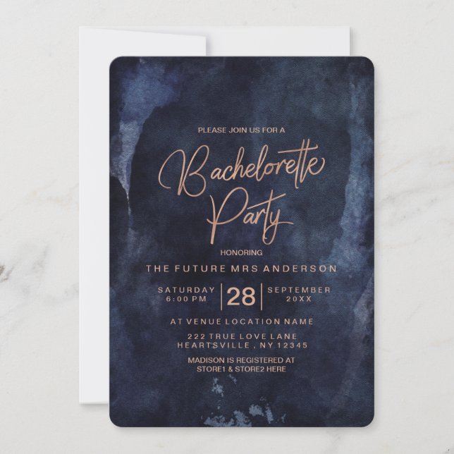 Inbjudan till Bachelorette Party-gruppen Navy Blue (Framsida)