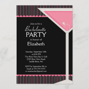 Inbjudan till Bachelorette Party Rosa Martini-glas