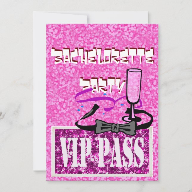 Inbjudan till Bachelorette rosa vip-part (Framsida)