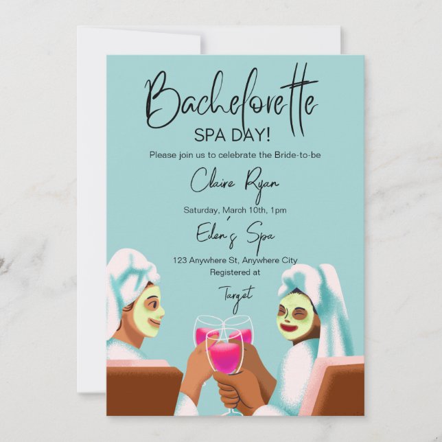 Inbjudan till Bachelorette Spa Day (Framsida)