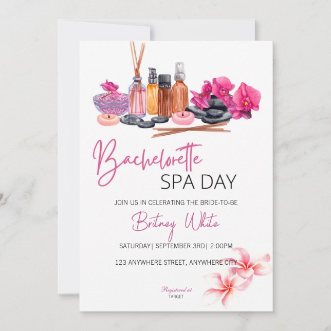 Inbjudan till Bachelorette Spa Day (Framsida)