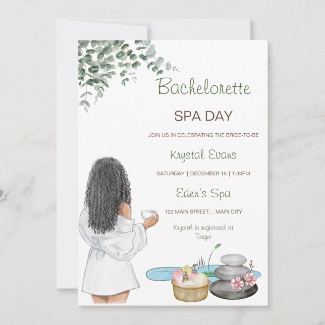 Inbjudan till Bachelorette Spa Day (Framsida)