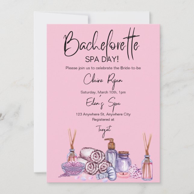 Inbjudan till Bachelorette Spa Day (Framsida)