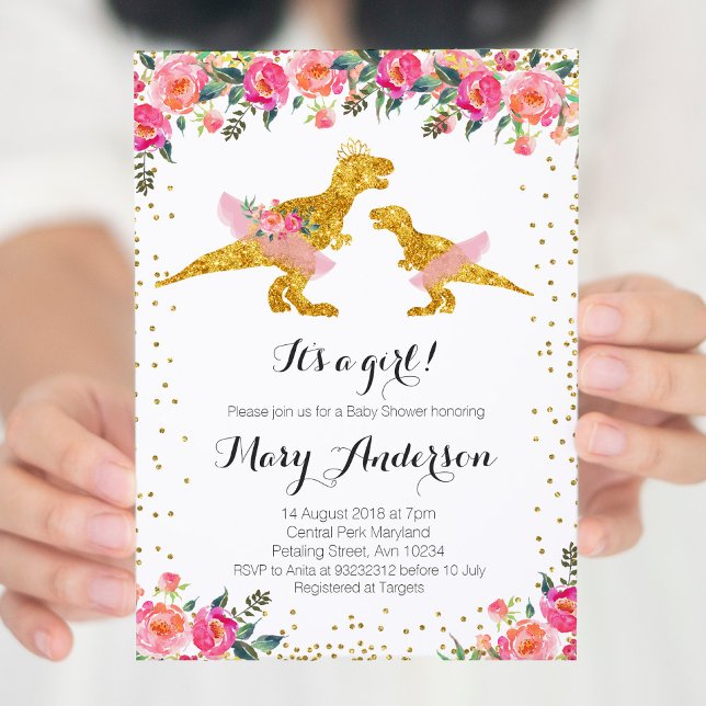 Inbjudan till Ballerina Dinosaur Rosa Princess Kro (Skapare uppladdad)