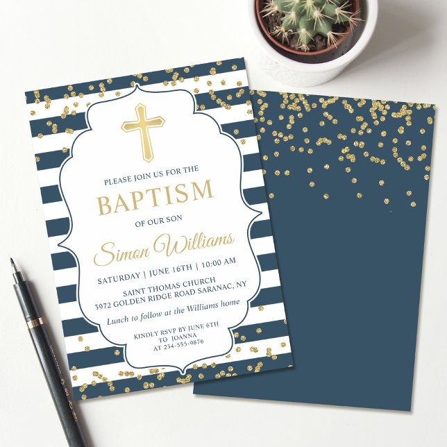 Inbjudan till Baptism i guld Glitter-flottan (Skapare uppladdad)