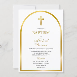 Inbjudan till baptism i guld kor