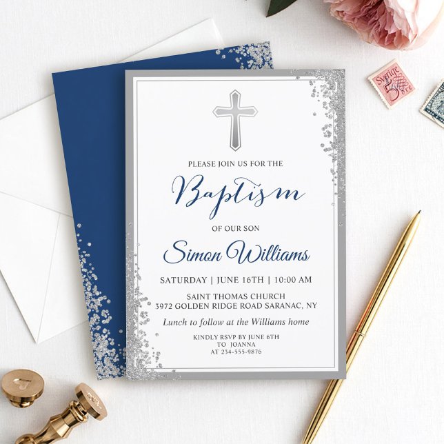 Inbjudan till Baptism i silver Glitter-flottan (Skapare uppladdad)