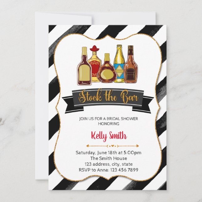 Inbjudan till bar showerfest med tema fyll baren (Framsida)