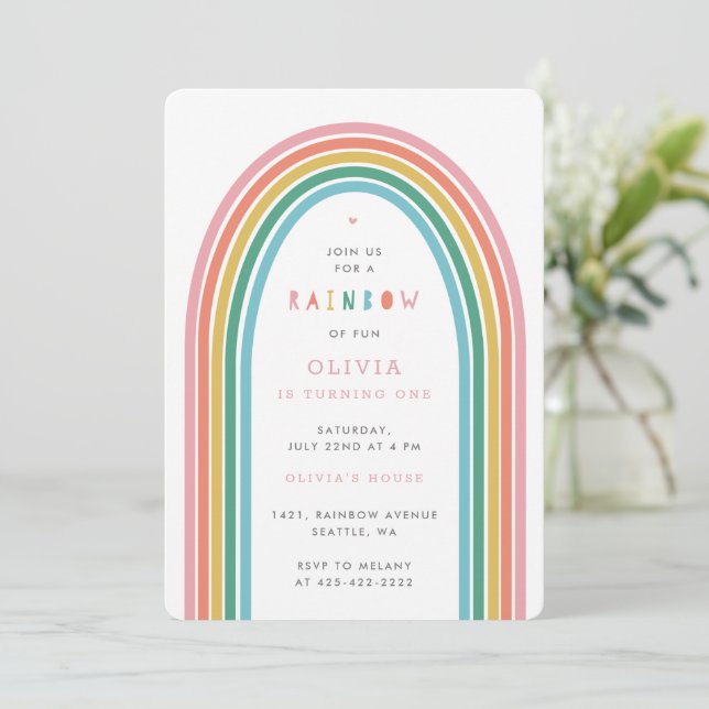 Inbjudan till Barn av regnbåge för Roligt av födel (Stående Fram)