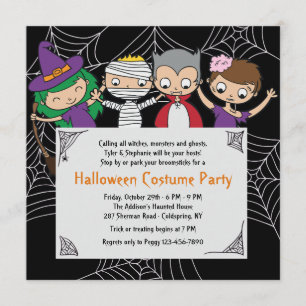 Inbjudan till barn i Costume Halloween fest