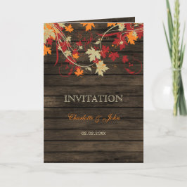 Inbjudan till Barn Wood Rustic Höst löv Wedding
