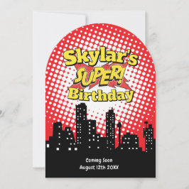 Inbjudan till barnkalas med superhjälte tema - RIP