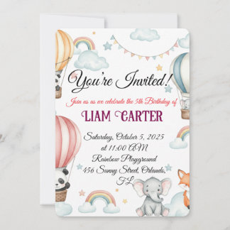 Inbjudan till barns födelsedag - Cute Luftballong