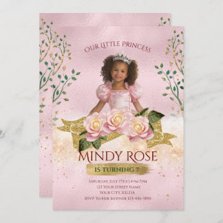 Inbjudan till Barns födelsedag i Princess Guld i r