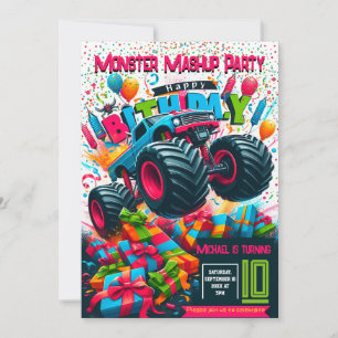 Inbjudan till barns födelsedag: Monster Mashup par