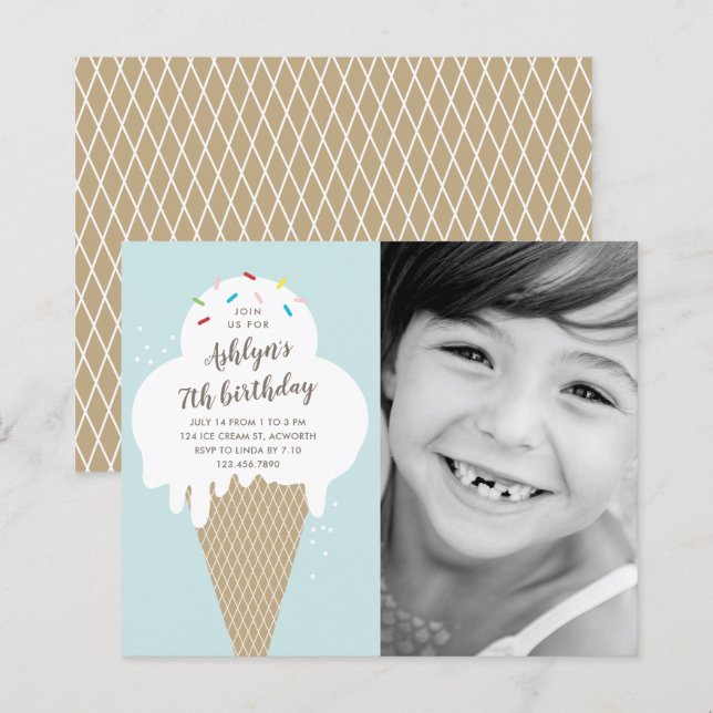 Inbjudan till barns födelsedag på budgetkrämen (Fram/baksida)