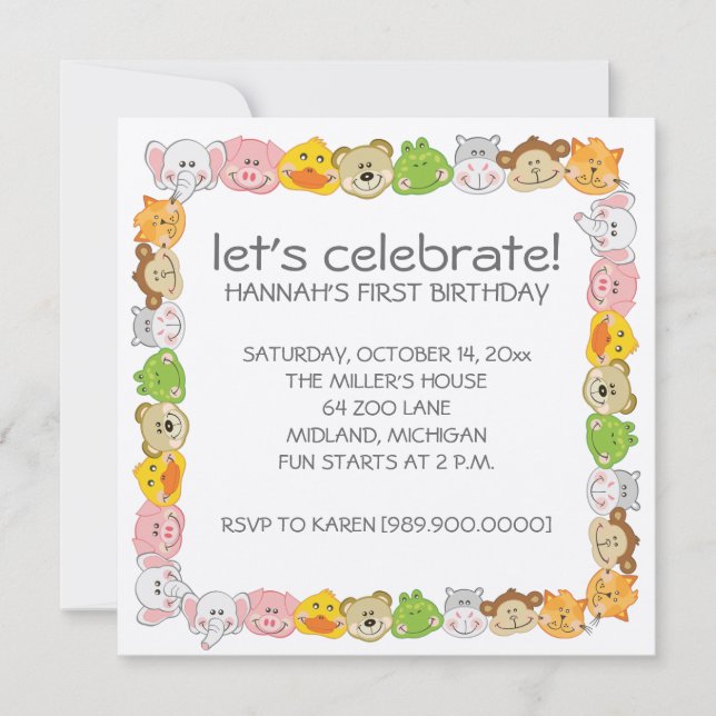 Inbjudan till barns födelsedag-partiet (Framsida)