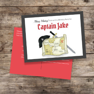 Inbjudan till Barns födelsedag Pirat Treasure Kart