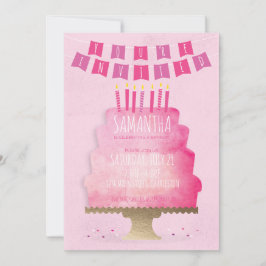 Inbjudan till barns födelsedag - Söt i Rosa